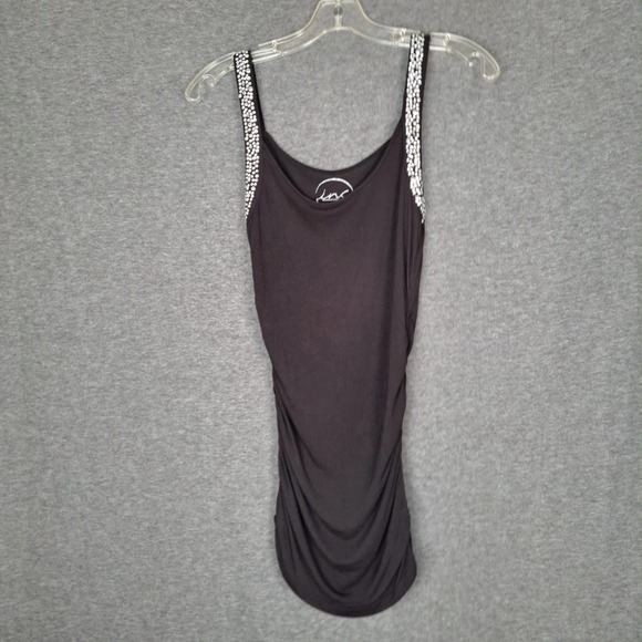 INC International Concepts Tops - INC Tank Top Women S Black Brown Rhinestone Strap Ruched Rayon Camisole